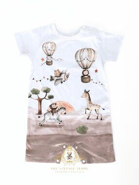 NWT Adorable Kids One-piece Sleep N Play Romper Whimsical Safari Adventure 9-12M
